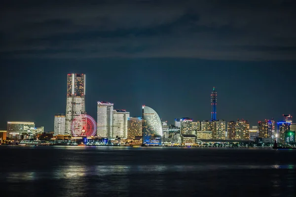 Yokohama Minato Mirai Éjszakai Látvány Idején Egész Fény — Stock Fotó