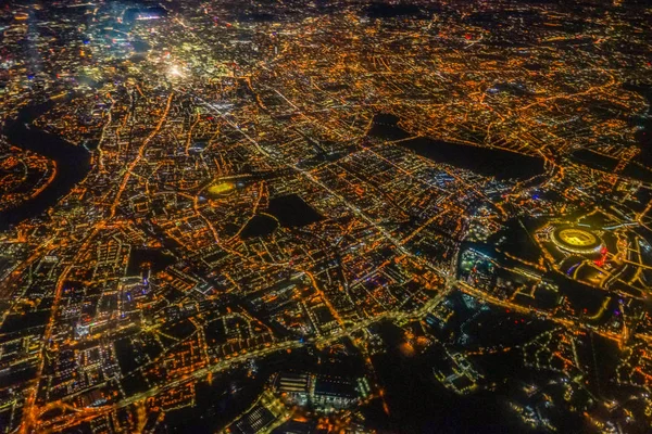 Вид Лондон Ночью Самолета — стоковое фото