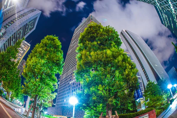 Tokyo Shinjuku Skyskrapor Nattutsikt — Stockfoto