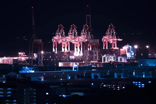 Yokohama Puerto Vista Nocturna —  Fotos de Stock