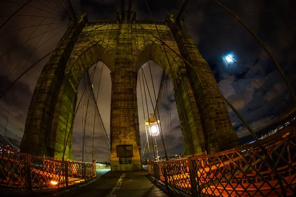 Noite Ponte Brooklyn — Fotografia de Stock