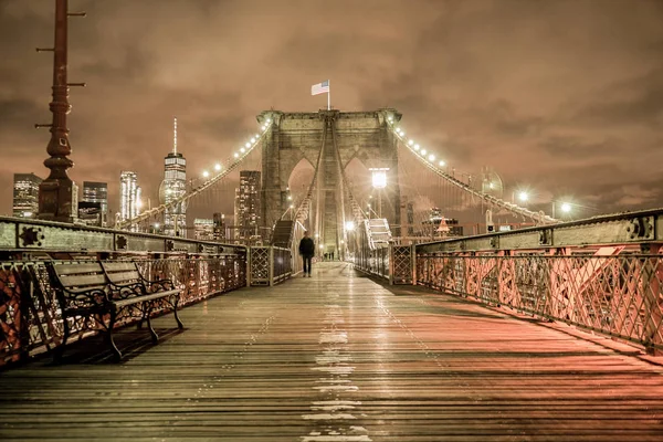 Noite Ponte Brooklyn — Fotografia de Stock