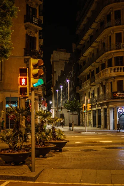 España Barcelona Skyline Vista Nocturna — Foto de Stock