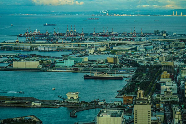 Yokohama Cidade Pôr Sol Como Visto Partir Deck Yokohama Landmark — Fotografia de Stock