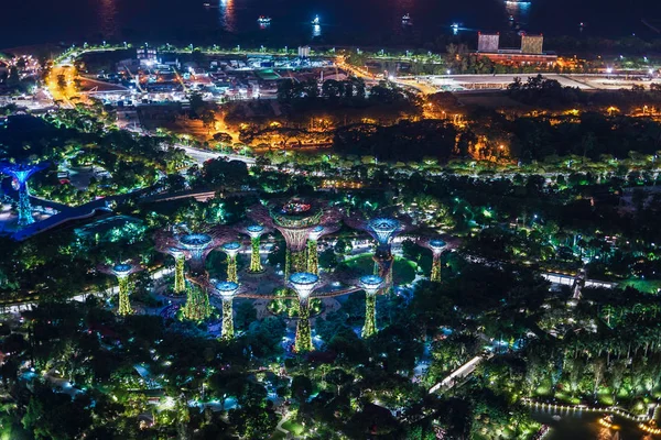 Marina Bay Sands Vista Noturna Observatório Cingapura — Fotografia de Stock