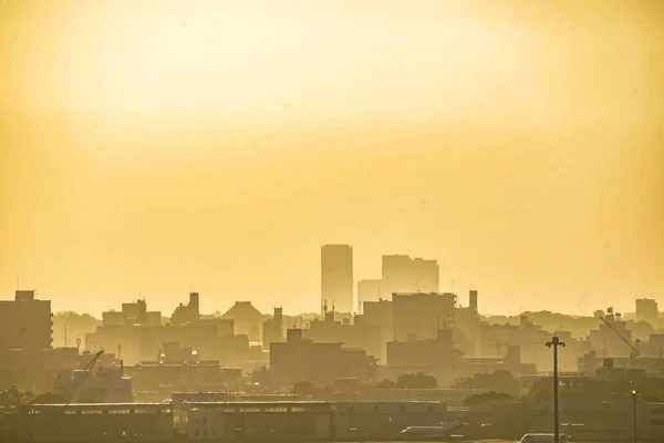 Силуэт Закат Токийского Города — стоковое фото