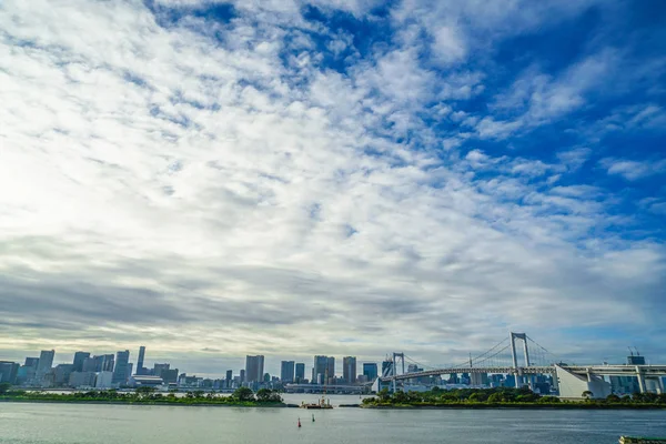 Tokyo Skyline Von Odaiba Aus Gesehen — Stockfoto