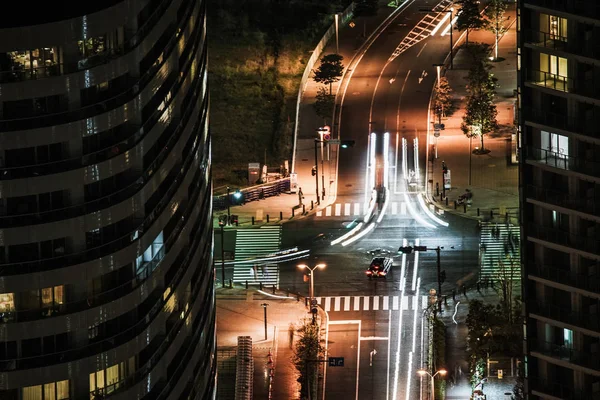 Yokohama Minato Mirai Της Κυκλοφορίας Νύχτα — Φωτογραφία Αρχείου