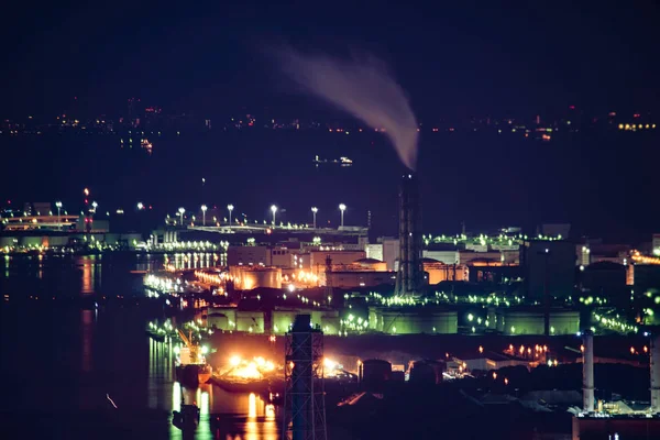 Keihin Industrial Zone Which Visible Yokohama Landmark Tower — Stock Photo, Image