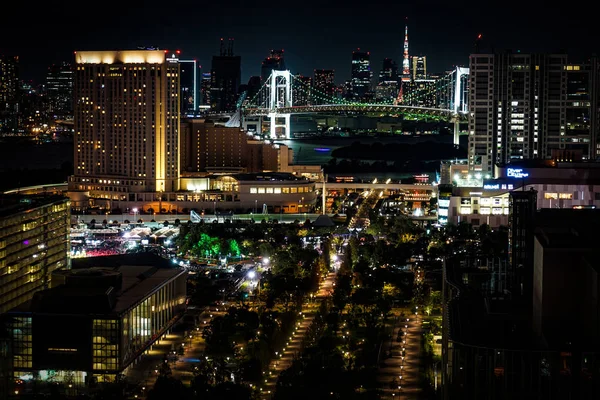 Νυχτερινή Θέα Του Τόκιο Από Την Οντάιμπα Του Τόκιο — Φωτογραφία Αρχείου