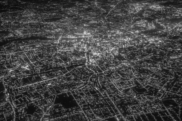 Londons Nachtsicht Aus Dem Flugzeug — Stockfoto