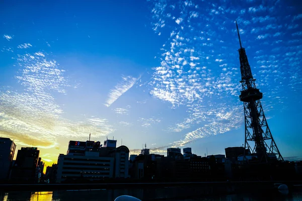 Nagoya Torre Pôr Sol — Fotografia de Stock