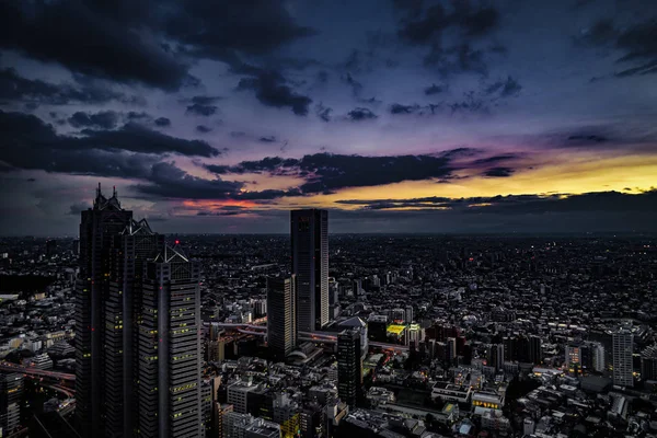 Shinjuku Paisaje Urbano Puesta Sol Visible Desde Observatorio Del Edificio —  Fotos de Stock