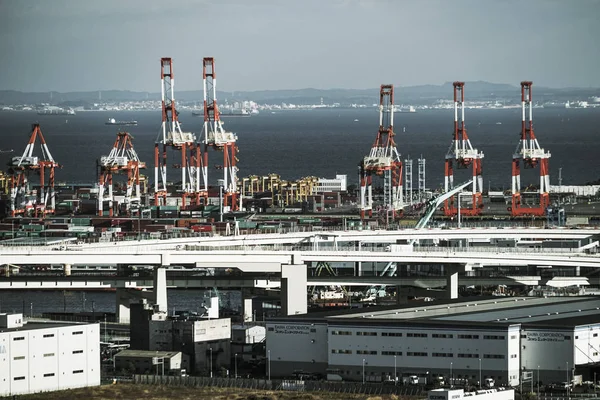 Yokohama Stadtbild Vom Marineturm Aus Sichtbar Monochrom — Stockfoto