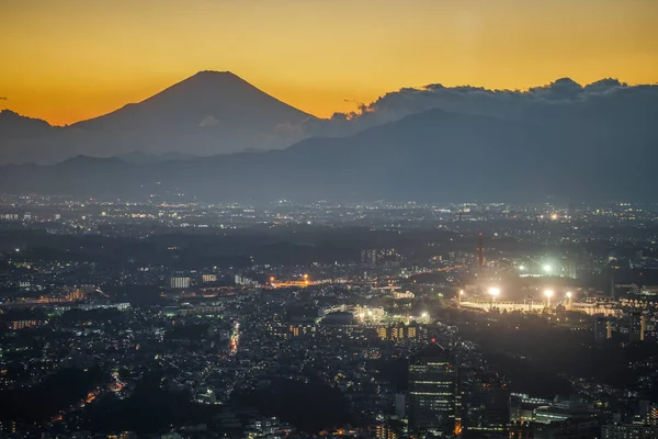 Fuji Silhouette Paysage Urbain Yokohama — Photo