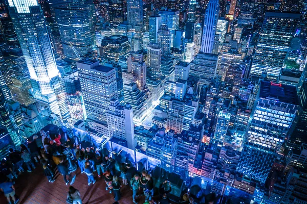 Rockefeller Center Observation Deck People Night View — стокове фото