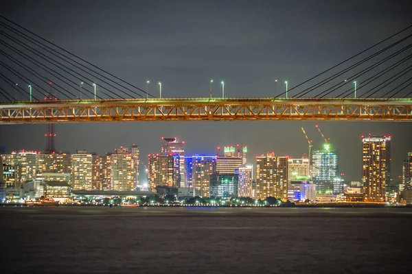 Yokohama Bay Bridge Yokohama Minato Mirai Visão Noturna — Fotografia de Stock