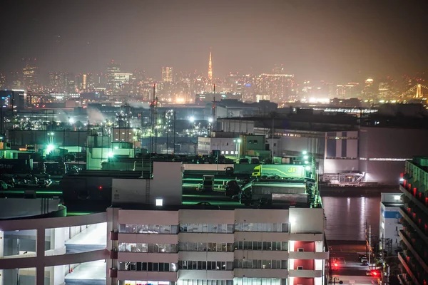 Zona Industrial Keihin Que Visível Partir Kawasaki Marien Cidade Kawasaki — Fotografia de Stock