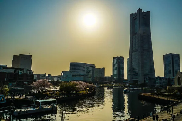 Yokohama Stadt Und Sonnenuntergangsszenen — Stockfoto