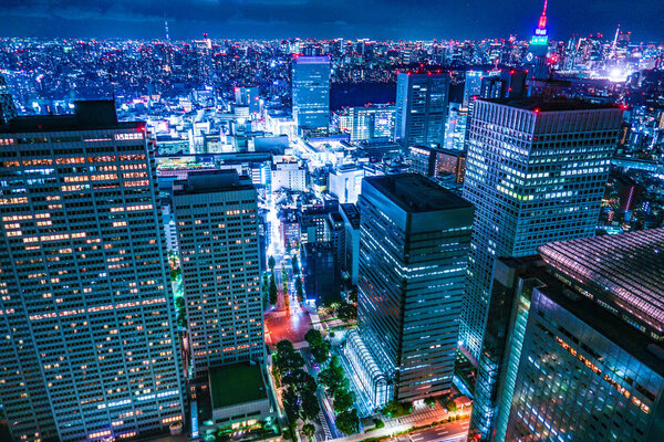 Tokyo night view seen from the observation deck of the Tokyo Metropolitan Government Building