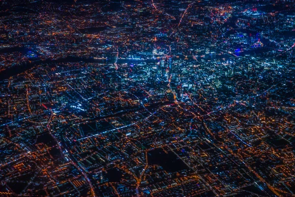 London Éjszakai Látkép Ahogy Egy Repülőgépről — Stock Fotó