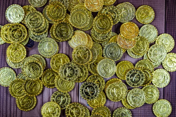 Lot Gold Coins — Stock Photo, Image