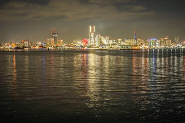 Yokohama Minato Mirai Visão Noturna Momento Toda Luz Para Cima — Fotografia de Stock