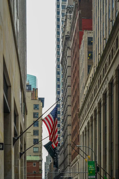 Νέα Υόρκη Wall Street Και Stars Stripes — Φωτογραφία Αρχείου
