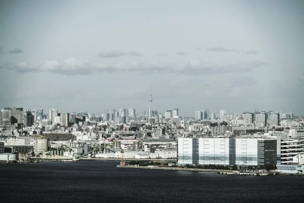 Paesaggio Urbano Yokohama Visibile Dalla Torre Marina Monocromatico — Foto Stock