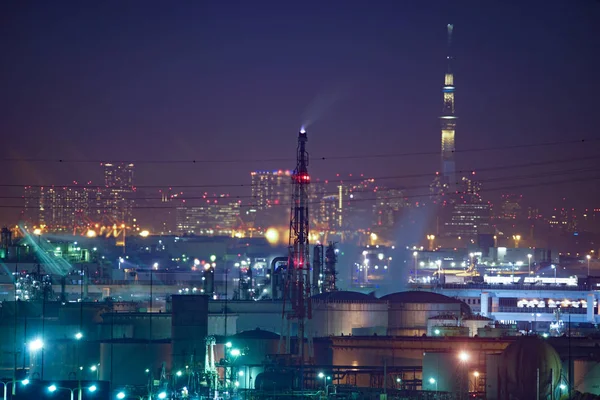 Keihinregionen Och Tokyo Sky Tree Synliga Från Kawasaki Marien — Stockfoto