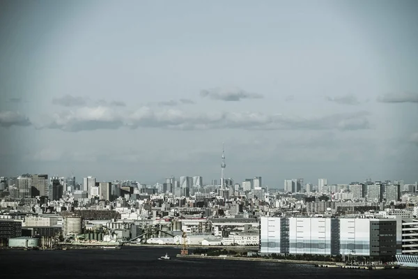 Yokohama Paisaje Urbano Visible Desde Torre Marina Monocromo — Foto de Stock
