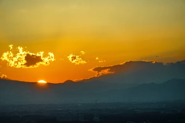 Puesta Sol Vista Desde Torre Yokohama — Foto de Stock