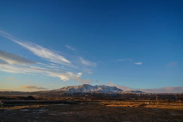 Montagne Innevate Invernali Cielo Blu Dell Islanda — Foto Stock