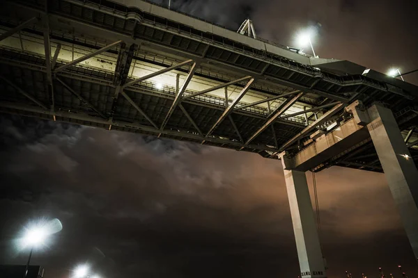 Noc Yokohama Bay Bridge Pochodzi Daikokufuto — Zdjęcie stockowe