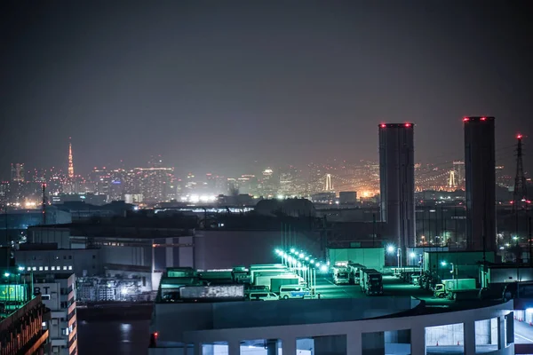 Zona Industri Keihin Yang Terlihat Dari Kawasaki Marien Kawasaki City — Stok Foto