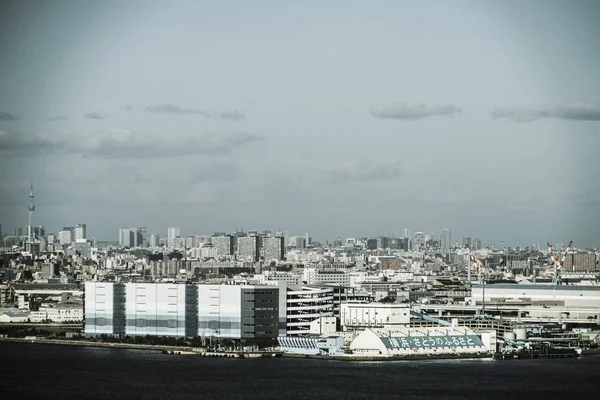 Yokohama Şehir Manzarası Deniz Kulesi Nden Görülebilir Monokrom — Stok fotoğraf