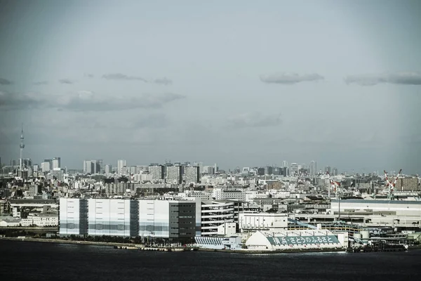 Yokohama Stadsgezicht Zichtbaar Vanaf Marine Tower Monochroom — Stockfoto