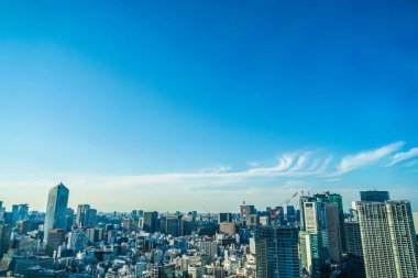 Tokyo şehir manzarası Dünya Ticaret Merkezi 'nden (Deniz kenarında) görülüyor)