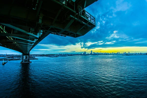 Most Jokohamské Zátoce Spatřen Jokohamské Oblohy — Stock fotografie
