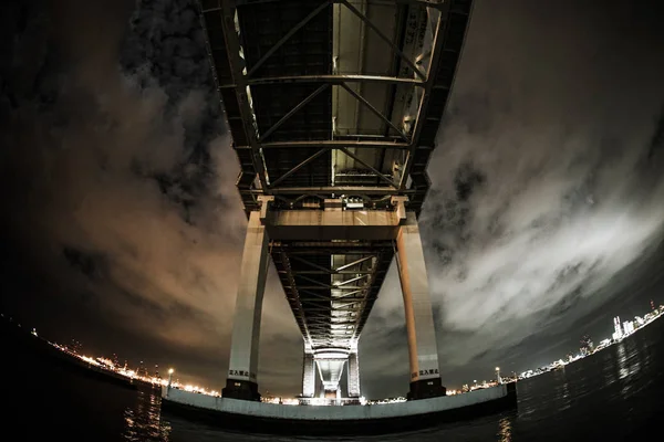 Noite Yokohama Bay Bridge Tirada Daikokufuto — Fotografia de Stock