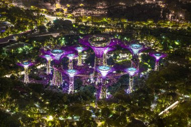 Marina Körfezi Gözlemevinden gece görüşü (Singapur)