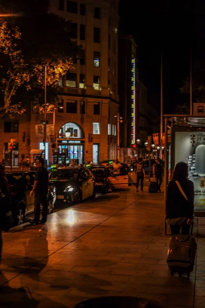Spanyolország Barcelona Városképe Éjszakai Nézet — Stock Fotó