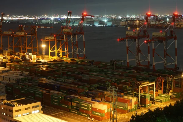 Vista Notturna Odaiba Tokyo Container Terminal — Foto Stock