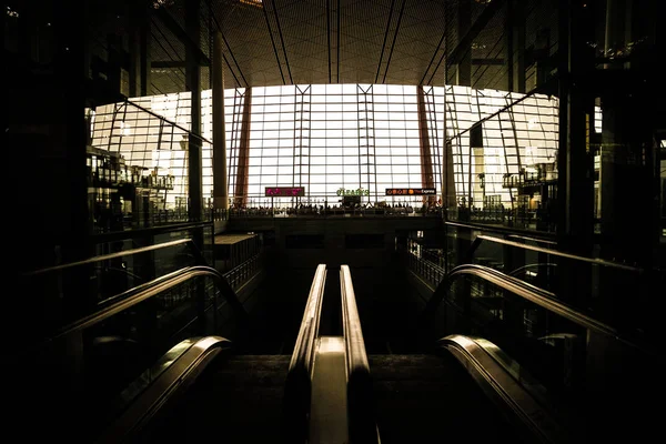 Väntrummet Och Siluetten Pekings Internationella Flygplats — Stockfoto
