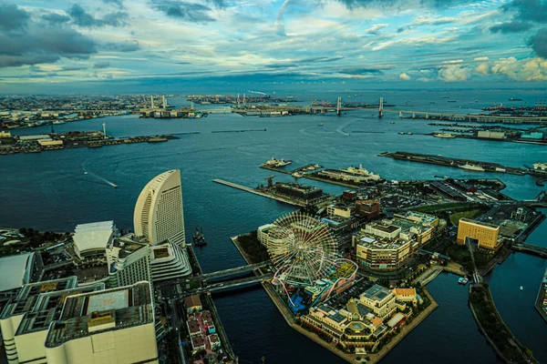 Ville Yokohama Coucher Soleil Depuis Pont Observation Tour Historique Yokohama — Photo