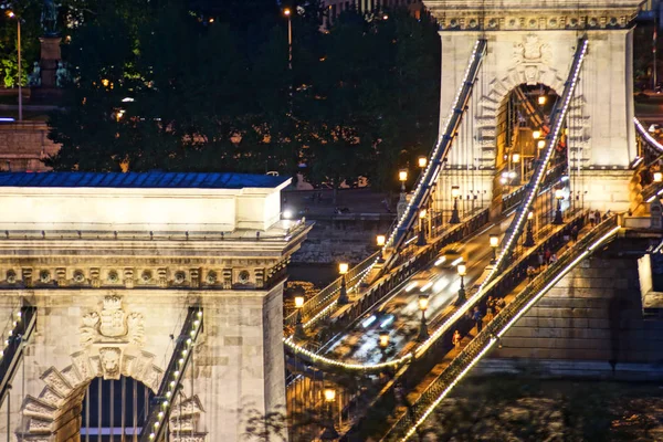 Szechenyi Chain Bridge night view (Budapest, Hungary)