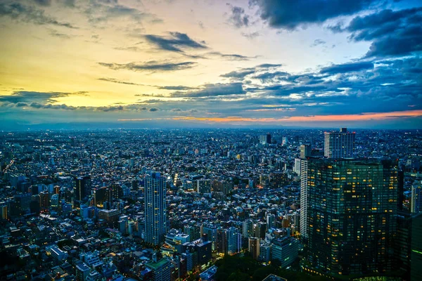 Shinjuku Της Πόλης Τοπίο Και Ηλιοβασίλεμα Ορατό Από Παρατηρητήριο Του — Φωτογραφία Αρχείου
