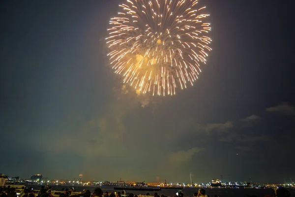 Yokohama Minato Mirai Tűzijátékról Yokohama Fesztivál 2019 — Stock Fotó