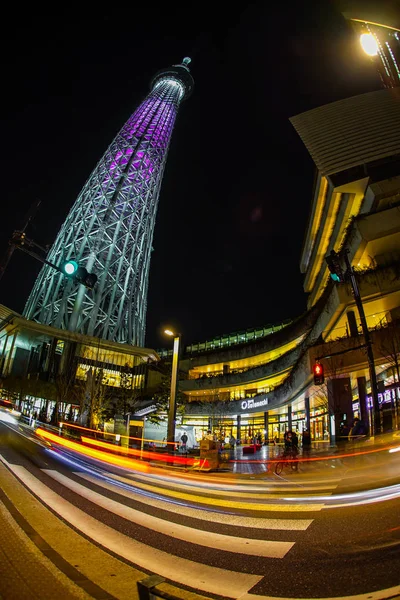 Fußgängerüberweg Und Tokyo Himmelsbaum — Stockfoto