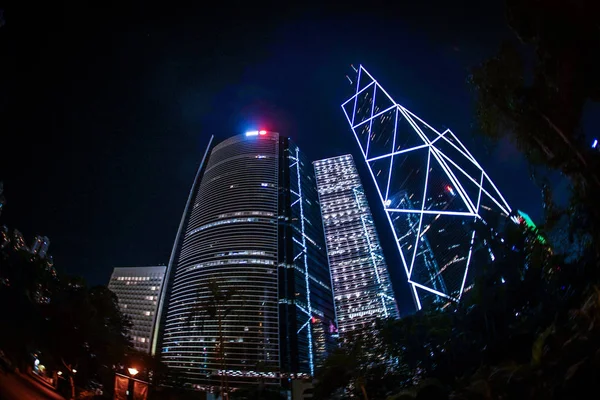 Skyskraporna Hongkong Special Administrative Region Nattutsikt — Stockfoto